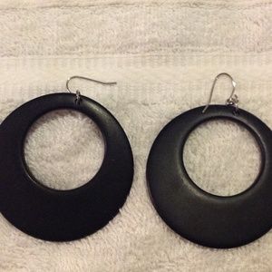 Black Wooden Hoop Earrings